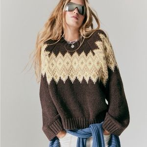 H&M Brown Jacquard Knit Sweater